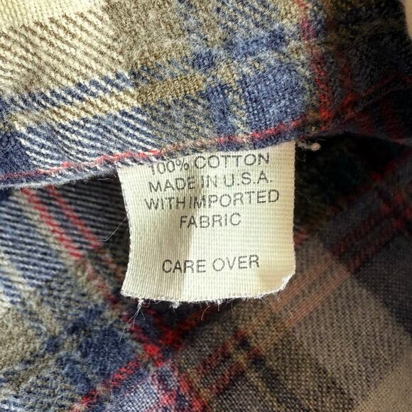 Vintage 80s Flannel Blue Red Western Two Pocket Made in USA Fits like Large - Picture 7 of 8
